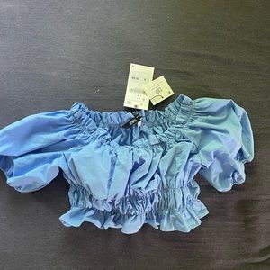 Blue Zara Cropped Shirt